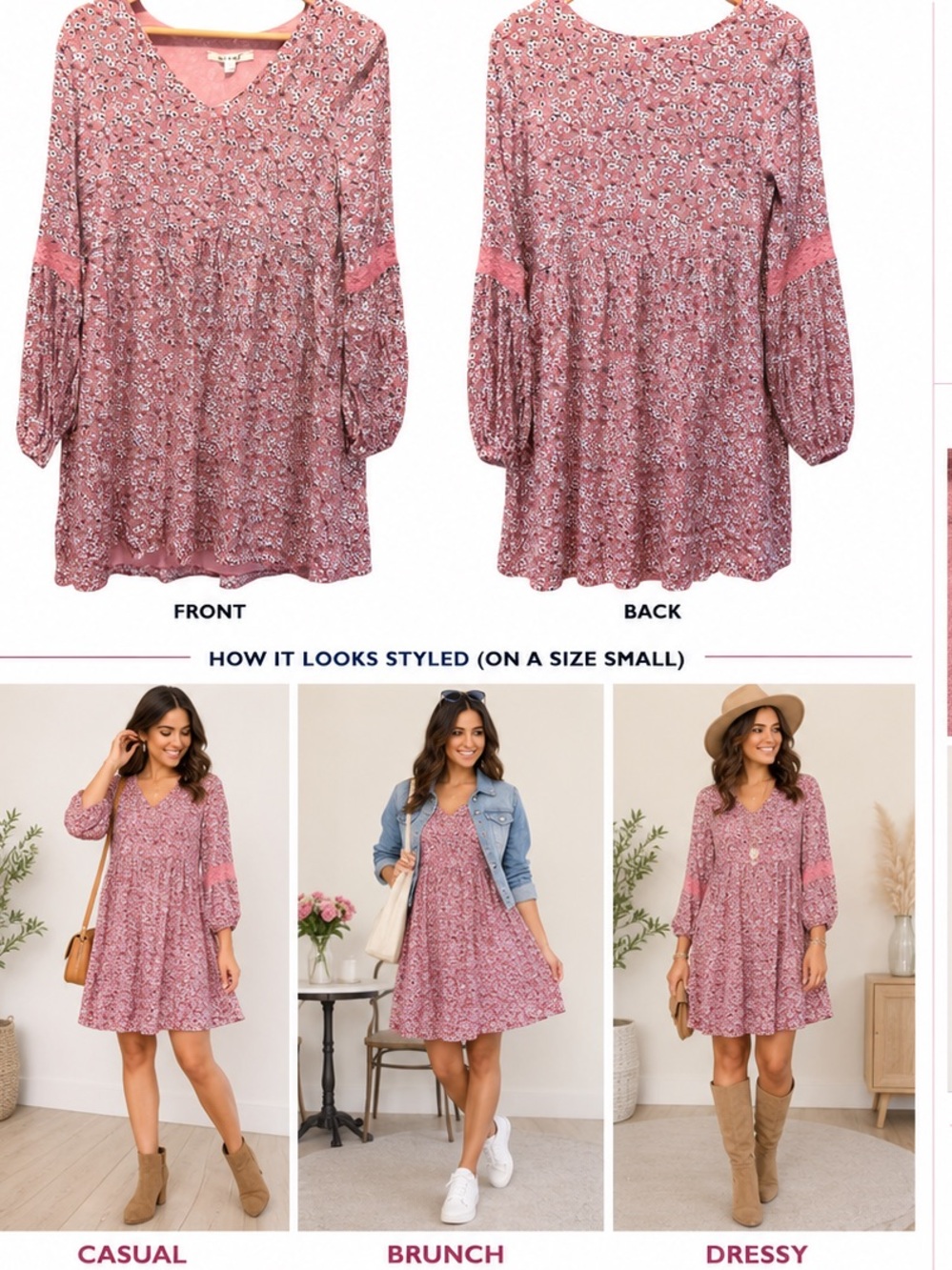 Miami || Pink Floral Print Dress || Small